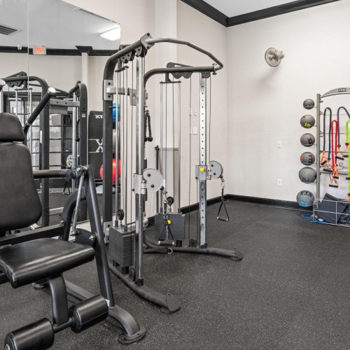 a gym with exercise equipment