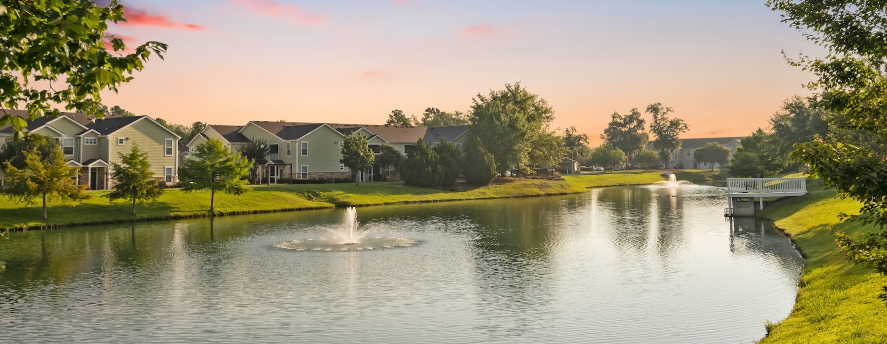 a body of water with houses along it
