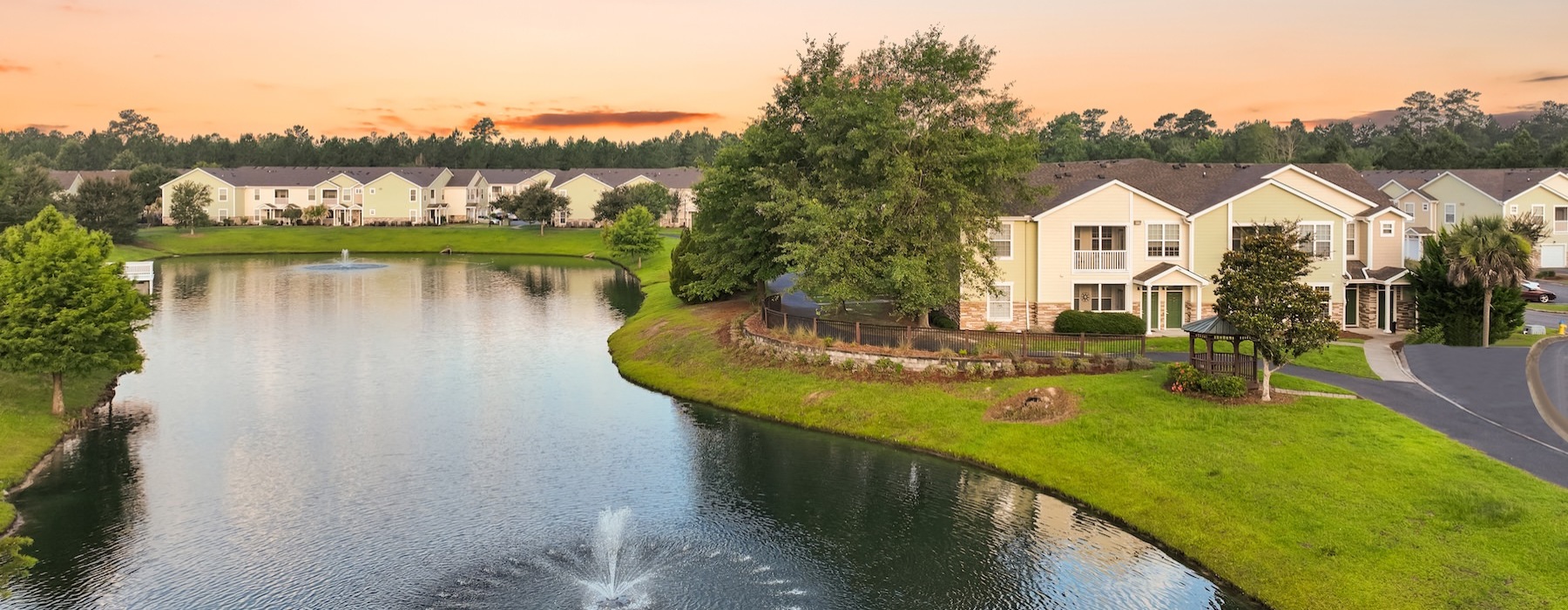 a body of water with houses along it