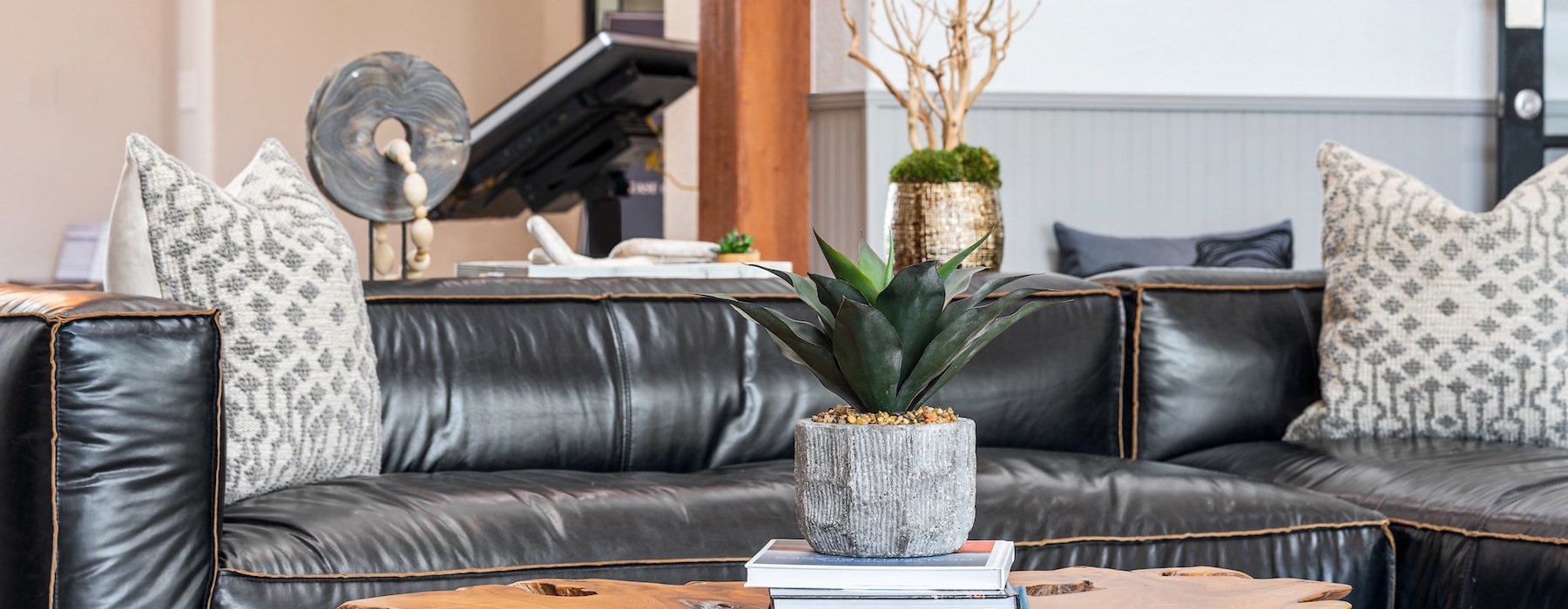 a couch with a coffee table
